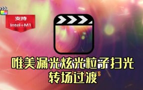 FCPX中文发生器插件-12组129种唯美漏光炫光粒子扫光胶片转场过渡 Strictly Light Transitions